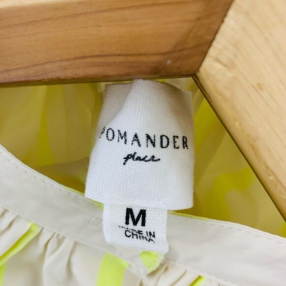 Pomander Place | Yellow and Creme Stripe Pia Oversized Swim Coverup Size Medium - Picture 14 of 16